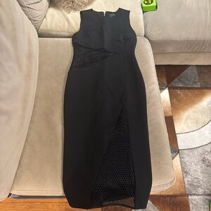 Cushnie et Ochs Black Mesh Panel Midi Dress authentic